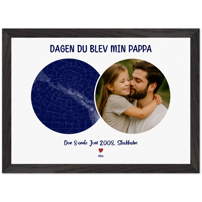 Personlig Stjärnkarta Poster med Foto - Dagen Du Blev Pappa | Anpassad Stjärnhimmel Poster