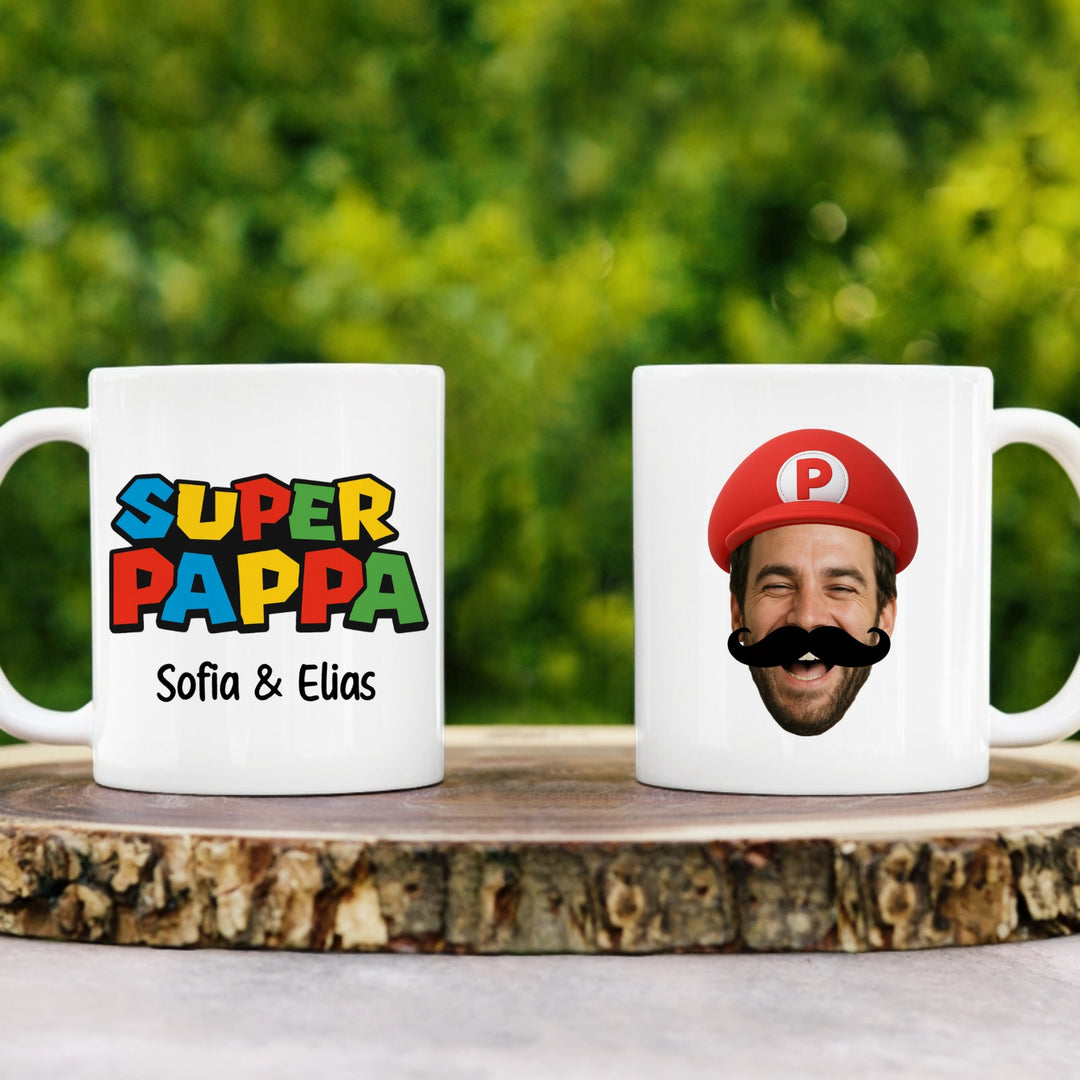 Personlig mugg – Super Pappa i färgglad retro-stil | Perfekt Fars dag-present