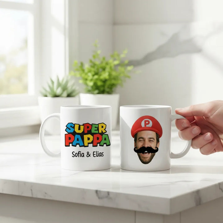 Personlig mugg – Super Pappa i färgglad retro-stil | Perfekt Fars dag-present