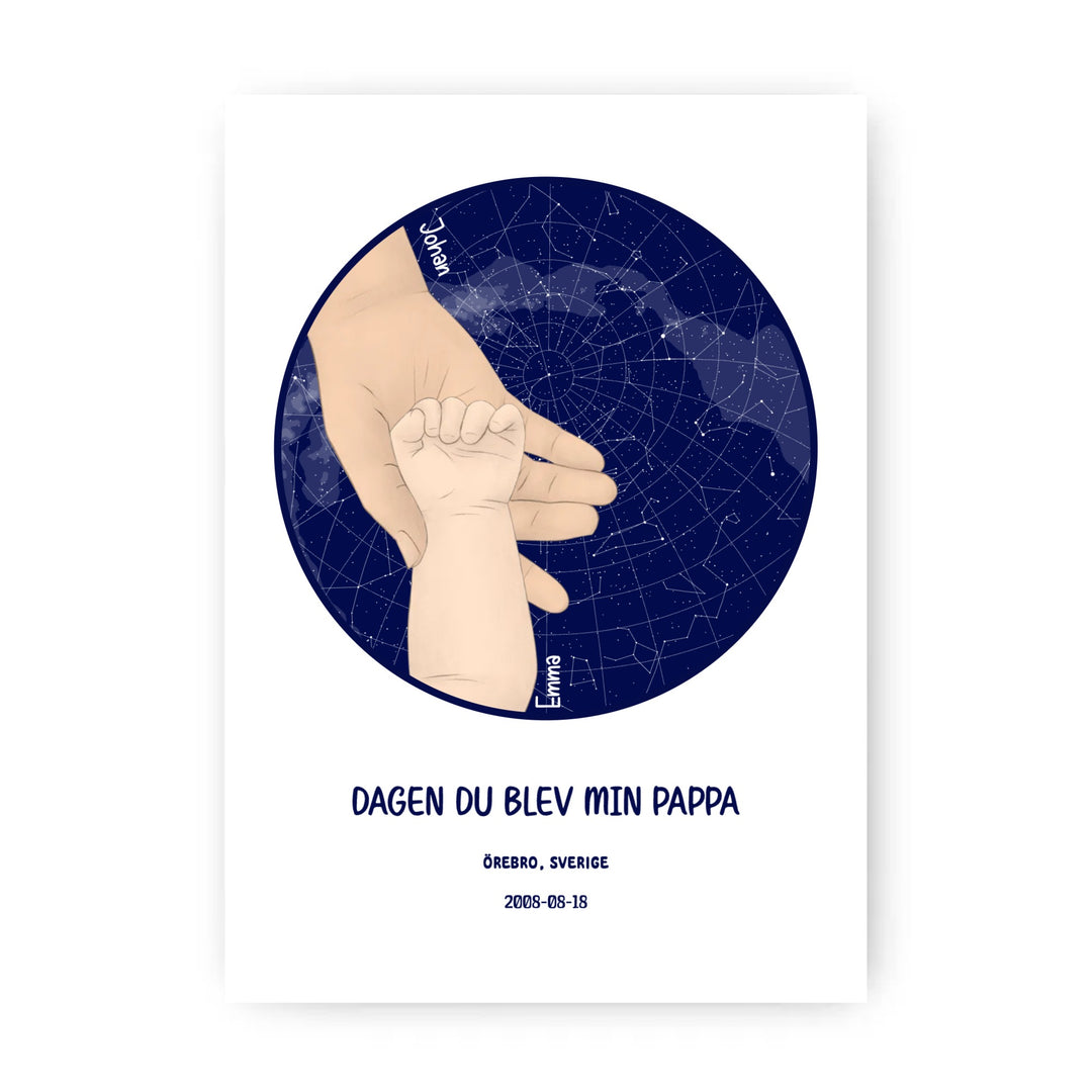 Personlig Fars dag-present – Poster utan ram: Dagen Du Blev Min Stjärnkarta