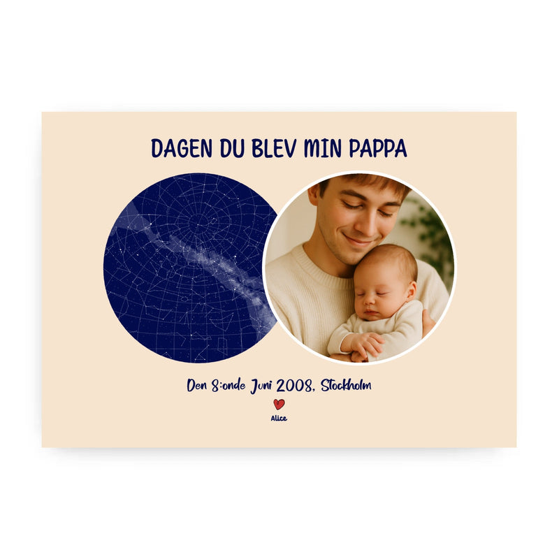 Personlig Fars dag-present –  Stjärnkarta Med Foto Dagen Du Blev Anpassad Stjärnhimmel (endast poster)