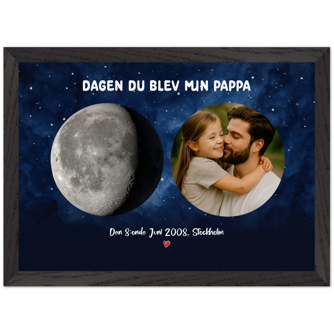 Personlig pappa-poster med månfas – Dagen du blev min pappa