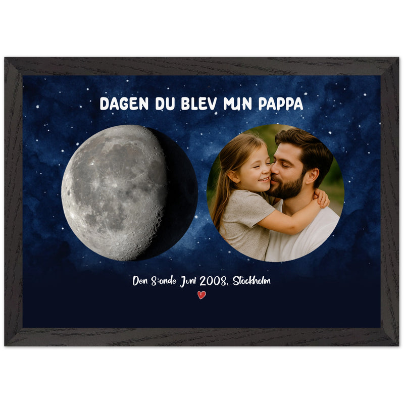 Personlig pappa-poster med månfas – Dagen du blev min pappa