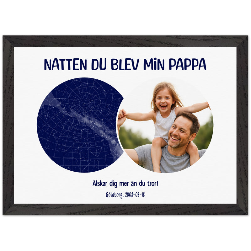 Fars dag Present: Stjärnkarta + Eget Foto – ”Natten du blev min pappa”