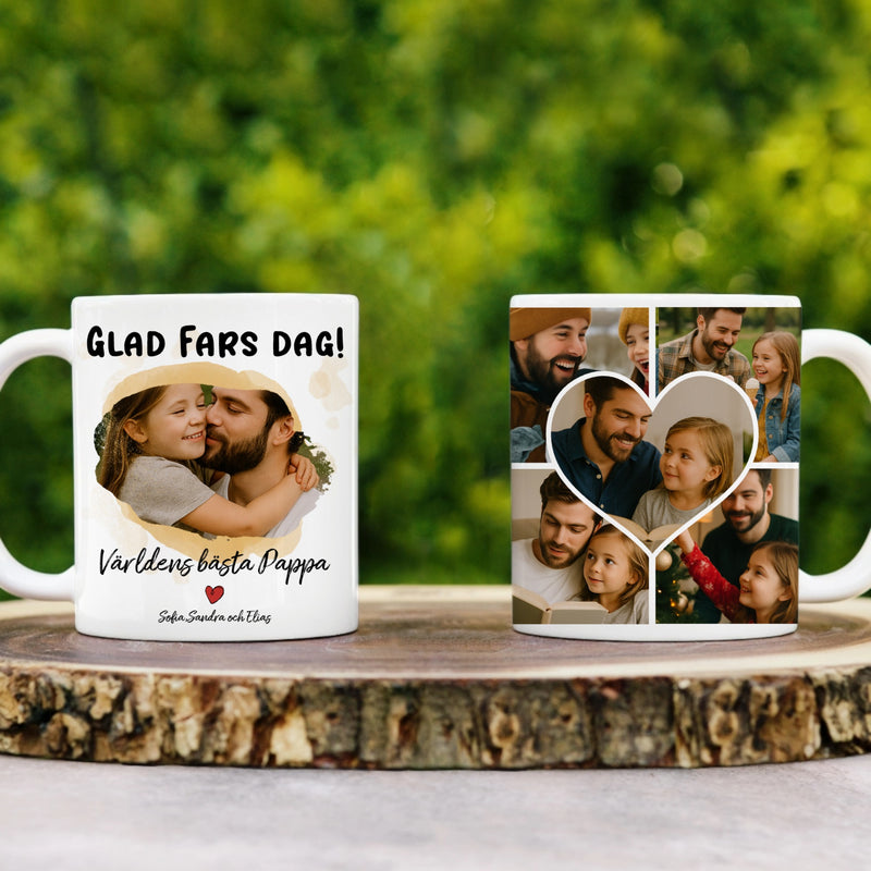 Fars Dag Present – Personlig Fotomugg med Bilder & Text för Pappa