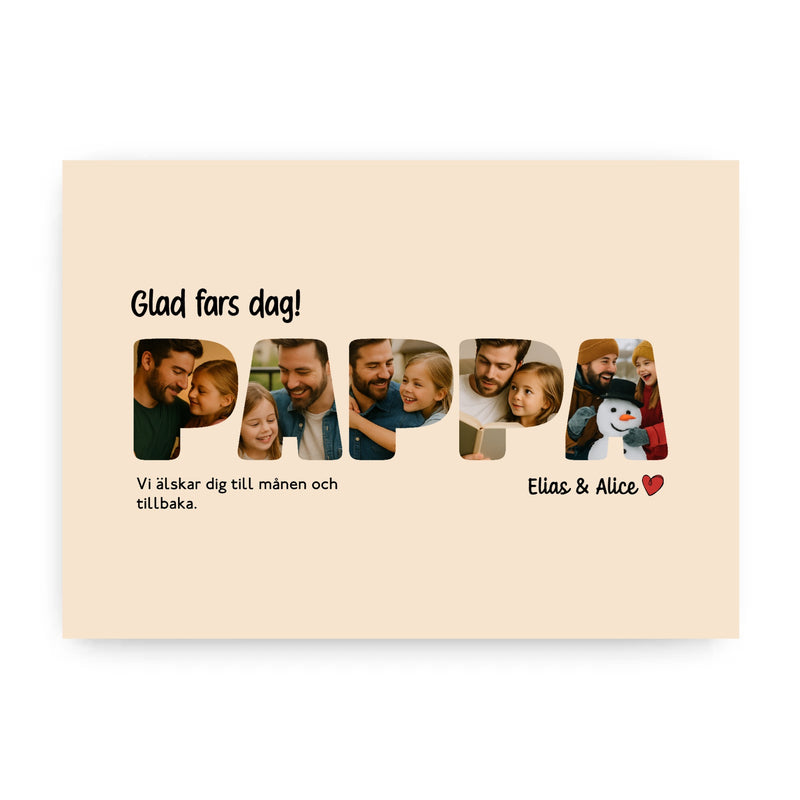 Personlig Fars Dag Poster - Foto Collage PAPPA (Endast Poster)