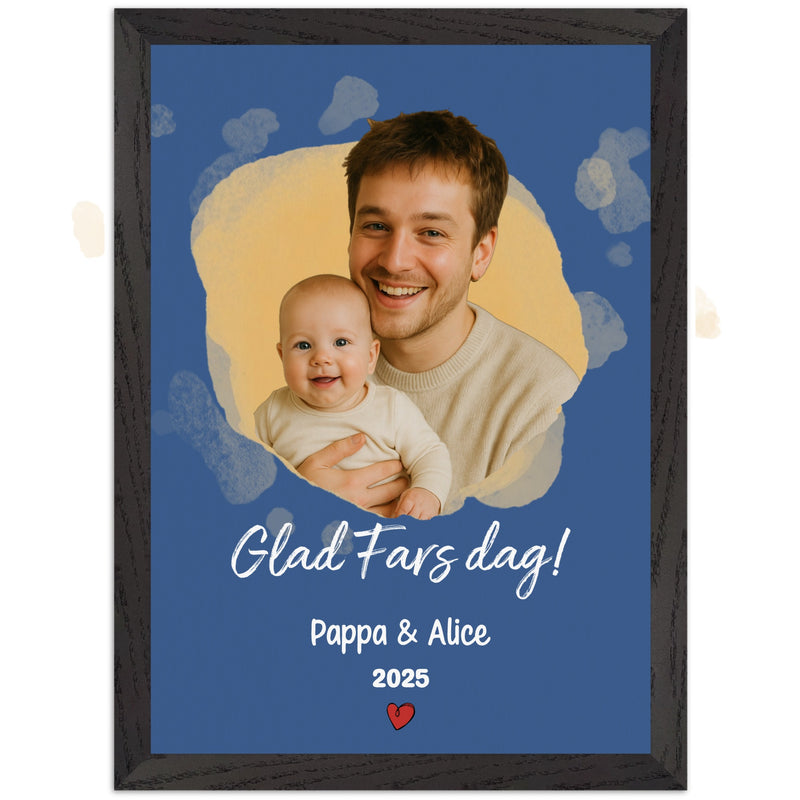 Personlig Fars dag-present – Poster med ram: Med Foto & Namn